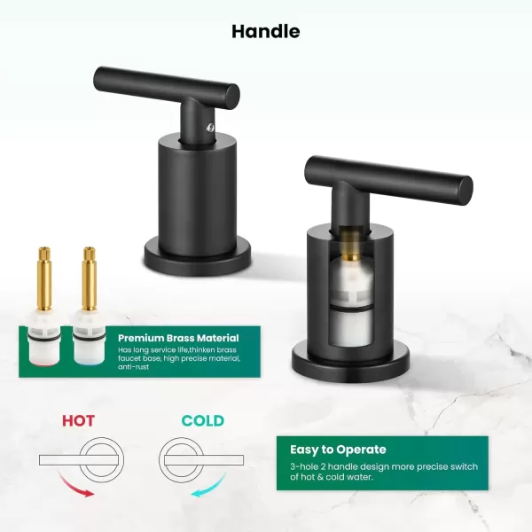 imagegotonovo 3 Hole 2 Handles Lavatory Basin Bathroom Sink Faucet with Pop Up Drain with Hot and Cold Mixer Valves 8 Inch Widespread Bathroom Faucet Matte Black ampamp GoldMatte Black