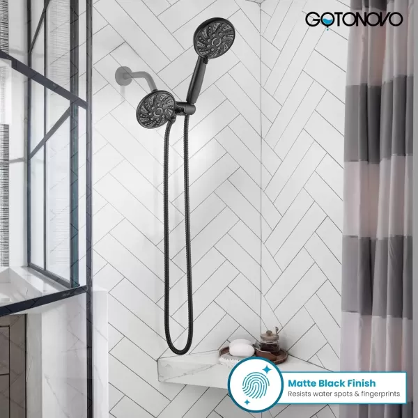 imagegotonovo 5 Settings ABS Shower Head with 5 Modes ABS Handheld Spray Shower Trim Kit High Pressure Dual 2 in 1 Showerhead Combo Oil Rubbed BronzeMatte Black
