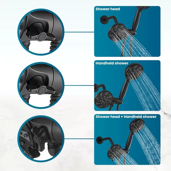 imagegotonovo 5 Settings ABS Shower Head with 5 Modes ABS Handheld Spray Shower Trim Kit High Pressure Dual 2 in 1 Showerhead Combo Oil Rubbed BronzeMatte Black