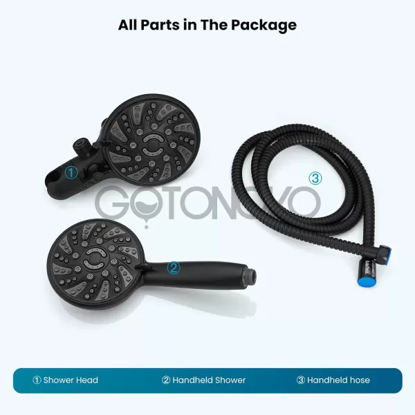 imagegotonovo 5 Settings ABS Shower Head with 5 Modes ABS Handheld Spray Shower Trim Kit High Pressure Dual 2 in 1 Showerhead Combo Oil Rubbed BronzeMatte Black