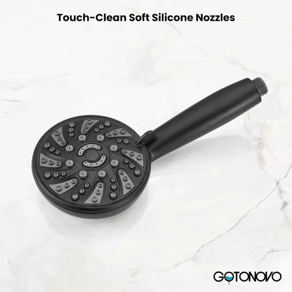imagegotonovo 5 Settings ABS Shower Head with 5 Modes ABS Handheld Spray Shower Trim Kit High Pressure Dual 2 in 1 Showerhead Combo Oil Rubbed BronzeMatte Black