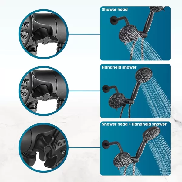 imagegotonovo 5 Settings ABS Shower Head with 5 Modes ABS Handheld Spray Shower Trim Kit High Pressure Dual 2 in 1 Showerhead Combo Oil Rubbed BronzeOil Rubbed Bronze