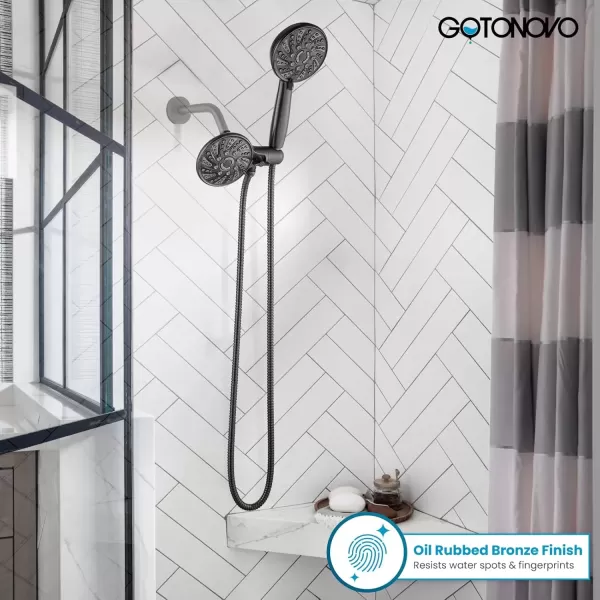 imagegotonovo 5 Settings ABS Shower Head with 5 Modes ABS Handheld Spray Shower Trim Kit High Pressure Dual 2 in 1 Showerhead Combo Oil Rubbed BronzeOil Rubbed Bronze