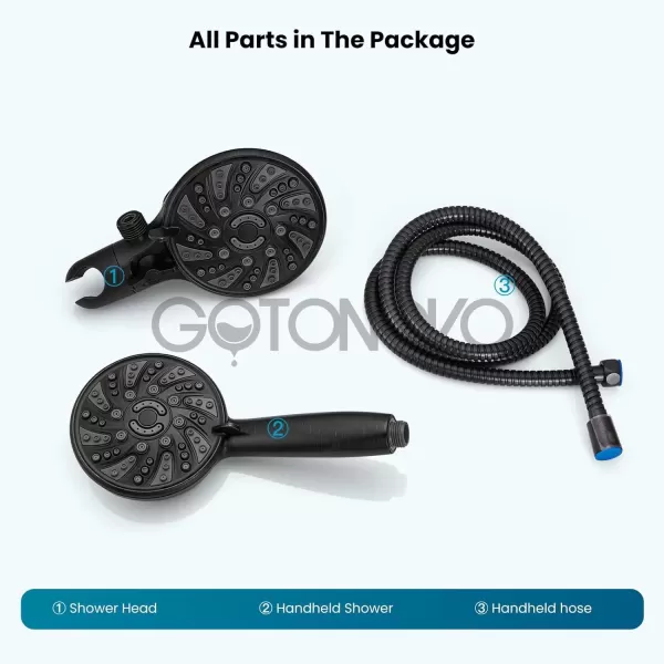 imagegotonovo 5 Settings ABS Shower Head with 5 Modes ABS Handheld Spray Shower Trim Kit High Pressure Dual 2 in 1 Showerhead Combo Oil Rubbed BronzeOil Rubbed Bronze
