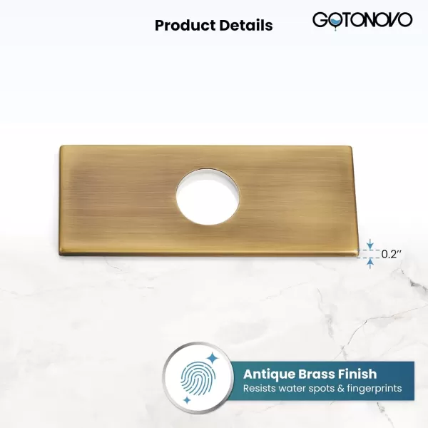 imagegotonovo 6 inch Rectangle Deck Mount Faucet PlateFaucet Hole Cover Escutcheon Plate for Kitchen or Bathroom Sink 1 Hole or 3 Hole 4 Inch Centerset Matte BlackAntique Brass