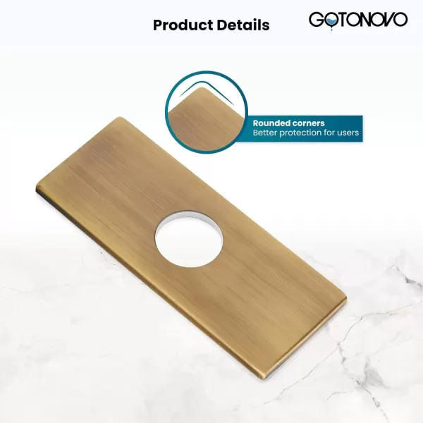 imagegotonovo 6 inch Rectangle Deck Mount Faucet PlateFaucet Hole Cover Escutcheon Plate for Kitchen or Bathroom Sink 1 Hole or 3 Hole 4 Inch Centerset Matte BlackAntique Brass