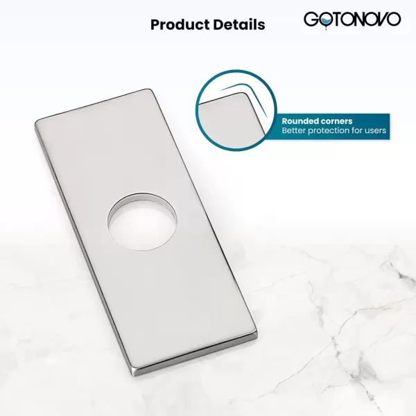 imagegotonovo 6 inch Rectangle Deck Mount Faucet PlateFaucet Hole Cover Escutcheon Plate for Kitchen or Bathroom Sink 1 Hole or 3 Hole 4 Inch Centerset Matte BlackBrushed Nickel