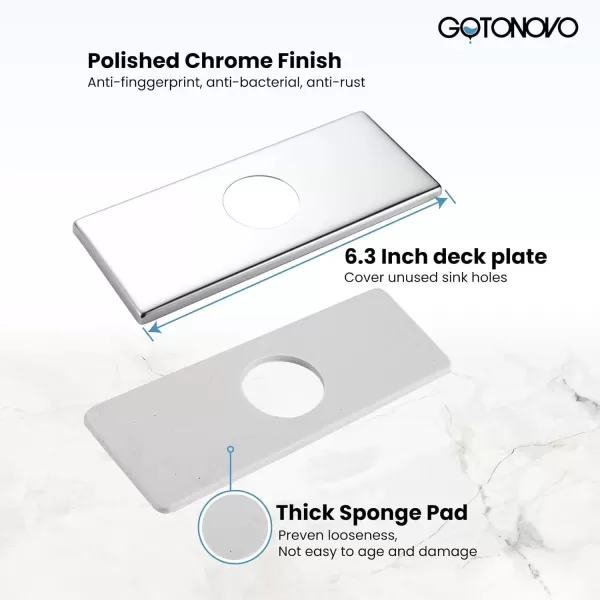 imagegotonovo 6 inch Rectangle Deck Mount Faucet PlateFaucet Hole Cover Escutcheon Plate for Kitchen or Bathroom Sink 1 Hole or 3 Hole 4 Inch Centerset Matte BlackPolished Chrome