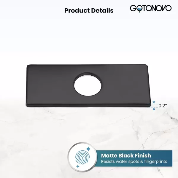 imagegotonovo 6 inch Rectangle Deck Mount Faucet PlateFaucet Hole Cover Escutcheon Plate for Kitchen or Bathroom Sink 1 Hole or 3 Hole 4 Inch Centerset Matte BlackMatte Black