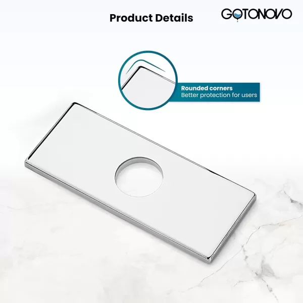 imagegotonovo 6 inch Rectangle Deck Mount Faucet PlateFaucet Hole Cover Escutcheon Plate for Kitchen or Bathroom Sink 1 Hole or 3 Hole 4 Inch Centerset Matte BlackPolished Chrome