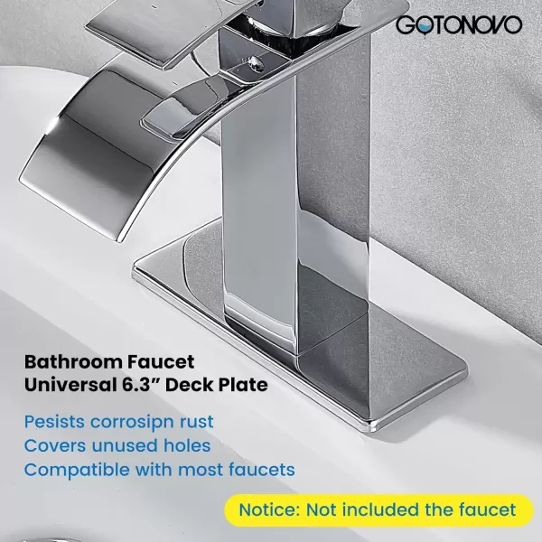 imagegotonovo 6 inch Rectangle Deck Mount Faucet PlateFaucet Hole Cover Escutcheon Plate for Kitchen or Bathroom Sink 1 Hole or 3 Hole 4 Inch Centerset Matte BlackPolished Chrome