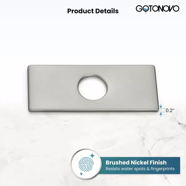 imagegotonovo 6 inch Rectangle Deck Mount Faucet PlateFaucet Hole Cover Escutcheon Plate for Kitchen or Bathroom Sink 1 Hole or 3 Hole 4 Inch Centerset Matte BlackBrushed Nickel