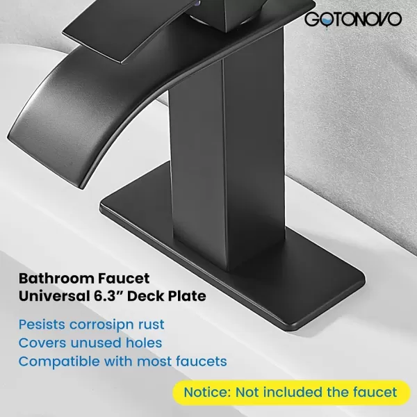 imagegotonovo 6 inch Rectangle Deck Mount Faucet PlateFaucet Hole Cover Escutcheon Plate for Kitchen or Bathroom Sink 1 Hole or 3 Hole 4 Inch Centerset Matte BlackMatte Black