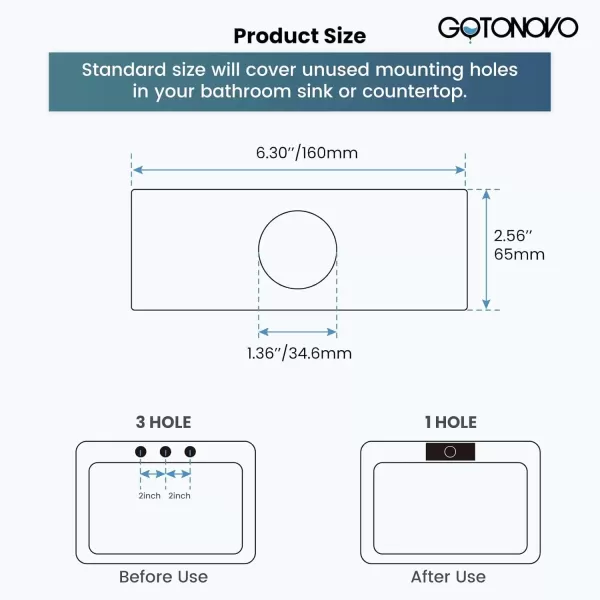 imagegotonovo 6 inch Rectangle Deck Mount Faucet PlateFaucet Hole Cover Escutcheon Plate for Kitchen or Bathroom Sink 1 Hole or 3 Hole 4 Inch Centerset Matte BlackMatte Black