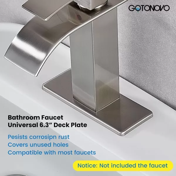 imagegotonovo 6 inch Rectangle Deck Mount Faucet PlateFaucet Hole Cover Escutcheon Plate for Kitchen or Bathroom Sink 1 Hole or 3 Hole 4 Inch Centerset Matte BlackBrushed Nickel