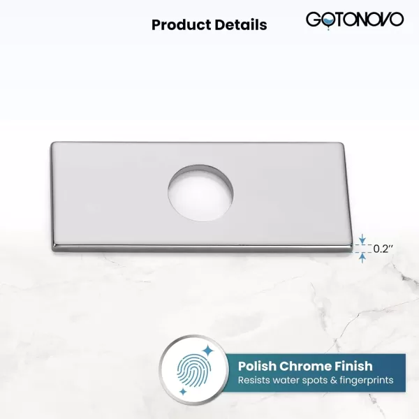 imagegotonovo 6 inch Rectangle Deck Mount Faucet PlateFaucet Hole Cover Escutcheon Plate for Kitchen or Bathroom Sink 1 Hole or 3 Hole 4 Inch Centerset Matte BlackPolished Chrome