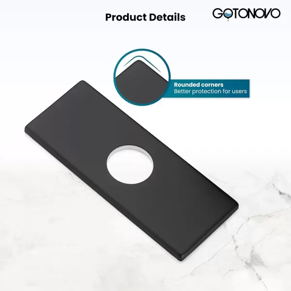 imagegotonovo 6 inch Rectangle Deck Mount Faucet PlateFaucet Hole Cover Escutcheon Plate for Kitchen or Bathroom Sink 1 Hole or 3 Hole 4 Inch Centerset Matte BlackMatte Black