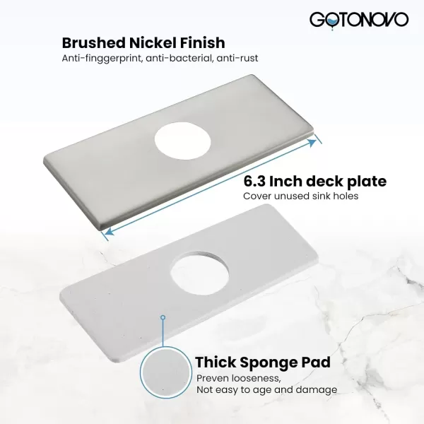imagegotonovo 6 inch Rectangle Deck Mount Faucet PlateFaucet Hole Cover Escutcheon Plate for Kitchen or Bathroom Sink 1 Hole or 3 Hole 4 Inch Centerset Matte BlackBrushed Nickel