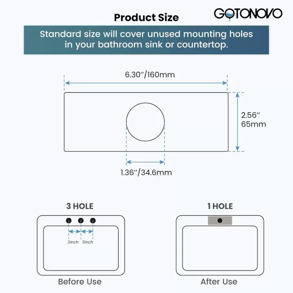 imagegotonovo 6 inch Rectangle Deck Mount Faucet PlateFaucet Hole Cover Escutcheon Plate for Kitchen or Bathroom Sink 1 Hole or 3 Hole 4 Inch Centerset Matte BlackAntique Brass