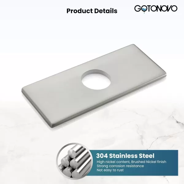 imagegotonovo 6 inch Rectangle Deck Mount Faucet PlateFaucet Hole Cover Escutcheon Plate for Kitchen or Bathroom Sink 1 Hole or 3 Hole 4 Inch Centerset Matte BlackBrushed Nickel