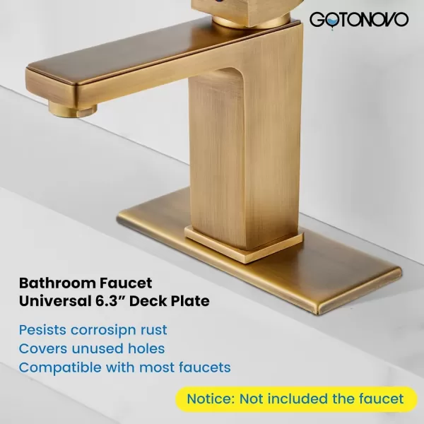 imagegotonovo 6 inch Rectangle Deck Mount Faucet PlateFaucet Hole Cover Escutcheon Plate for Kitchen or Bathroom Sink 1 Hole or 3 Hole 4 Inch Centerset Matte BlackAntique Brass