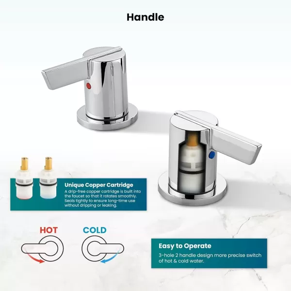 imagegotonovo 8 Inch Widespread Bathroom Faucet 3 Hole Bathroom Sink Faucet Deck Mount 2 Handles Lavatory Basin with Pop Up Drain with Hot and Cold Mixer Valves LowArch 360 Rotation Spout Polished ChromePolished Chrome