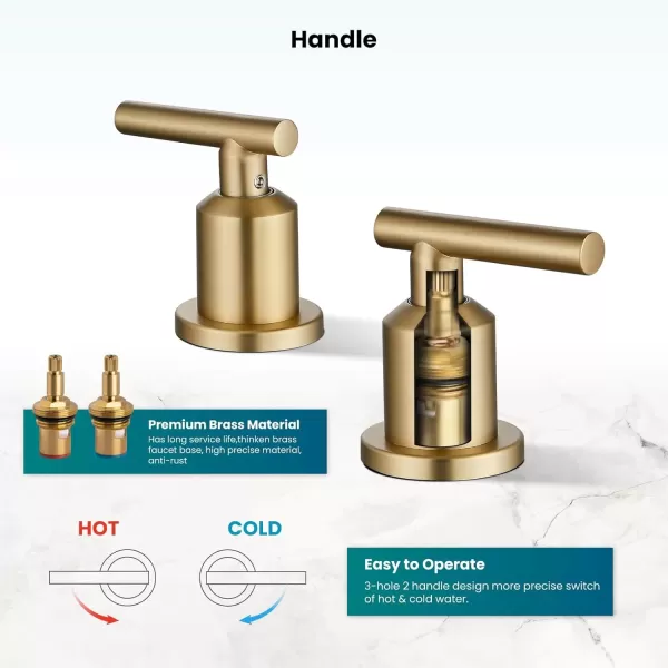 imagegotonovo 8 Inch Widespread Bathroom Sink Faucet 3 Hole 2 Handles Lavatory Basin with Pop Up Drain with Hot and Cold Mixer Valves Vintage Brushed NickelBrushed Gold