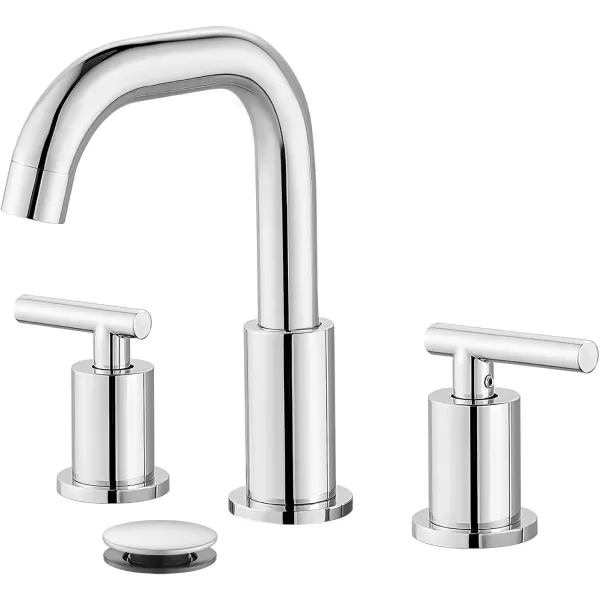 imagegotonovo 8 Inch Widespread Bathroom Sink Faucet 3 Hole 2 Handles Lavatory Basin with Pop Up Drain with Hot and Cold Mixer Valves Vintage Brushed NickelPolished Chrome