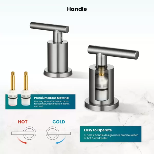 imagegotonovo 8 Inch Widespread Bathroom Sink Faucet 3 Hole 2 Handles Lavatory Basin with Pop Up Drain with Hot and Cold Mixer Valves Vintage Brushed NickelBrushed Nickel