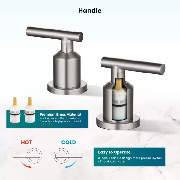 imagegotonovo 8 Inch Widespread Bathroom Sink Faucet 3 Hole 2 Handles Lavatory Basin with Pop Up Drain with Hot and Cold Mixer Valves Vintage Brushed NickelBrushed Nickel