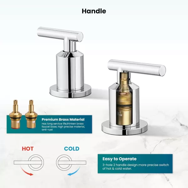 imagegotonovo 8 Inch Widespread Bathroom Sink Faucet 3 Hole 2 Handles Lavatory Basin with Pop Up Drain with Hot and Cold Mixer Valves Vintage Brushed NickelPolished Chrome