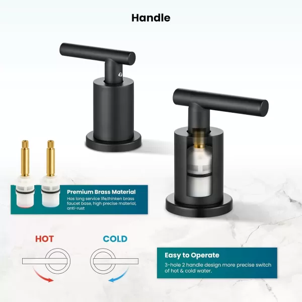 imagegotonovo 8 Inch Widespread Bathroom Sink Faucet 3 Hole 2 Handles Lavatory Basin with Pop Up Drain with Hot and Cold Mixer Valves Vintage Brushed NickelMatte Black