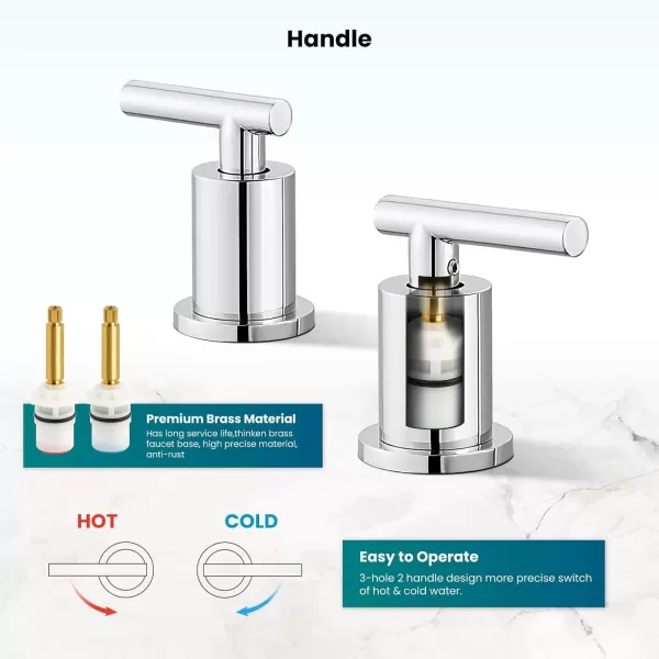 imagegotonovo 8 Inch Widespread Bathroom Sink Faucet 3 Hole 2 Handles Lavatory Basin with Pop Up Drain with Hot and Cold Mixer Valves Vintage Brushed NickelPolished Chrome