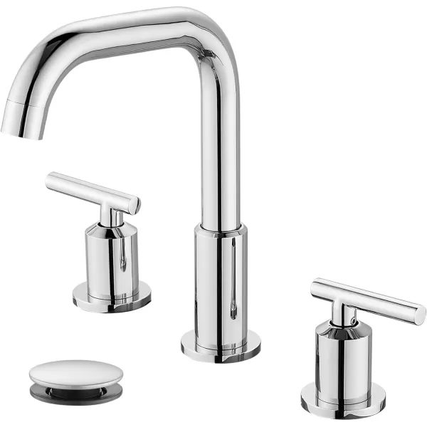 imagegotonovo 8 Inch Widespread Bathroom Sink Faucet 3 Hole 2 Handles Lavatory Basin with Pop Up Drain with Hot and Cold Mixer Valves Vintage Brushed NickelPolished Chrome