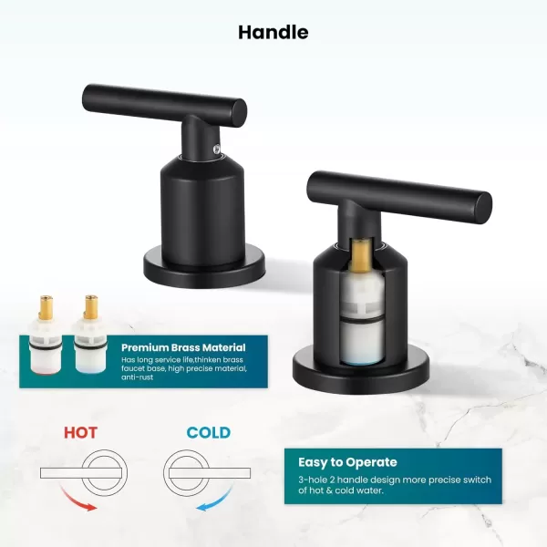 imagegotonovo 8 Inch Widespread Bathroom Sink Faucet 3 Hole 2 Handles Lavatory Basin with Pop Up Drain with Hot and Cold Mixer Valves Vintage Brushed NickelMatte Black