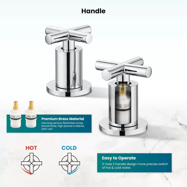 imagegotonovo 8 inch Widespread Bathroom Sink Faucet 3 Hole Bathroom Faucet 2 Cross Handle Vanity Faucet for Bathroom Sink Deck Mount Basin with Pop Up Drain 360 Swivel Spout Brushed GoldPolished Chrome