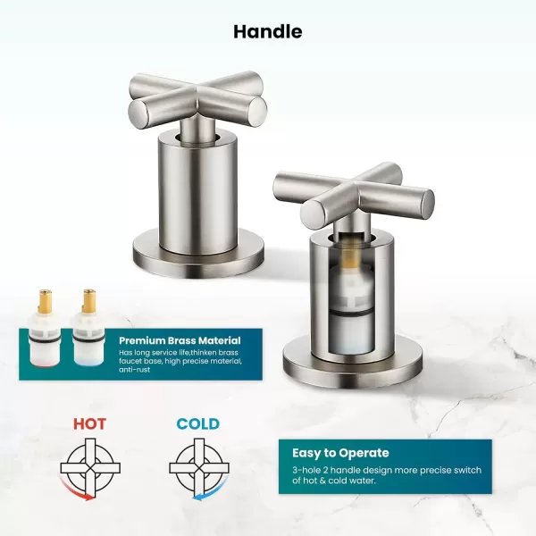 imagegotonovo 8 inch Widespread Bathroom Sink Faucet 3 Hole Bathroom Faucet 2 Cross Handle Vanity Faucet for Bathroom Sink Deck Mount Basin with Pop Up Drain 360 Swivel Spout Brushed GoldBrushed Nickel