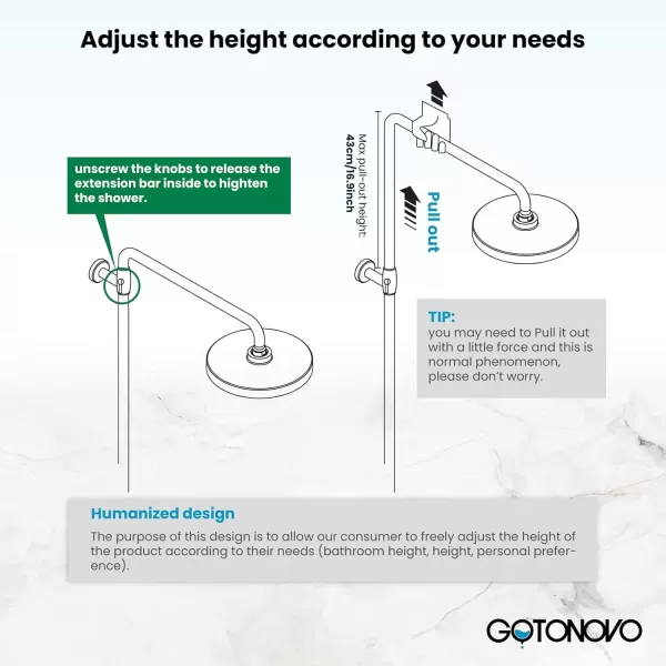 imagegotonovo Antique Brass Exposed Bathroom Shower Faucet with Shower Shelf 8 inch Rain Shower Head Wall Mounted Double Lever Handles Shower Shower System with Handheld Sprayer 3 Function with Tub SpoutStyle B