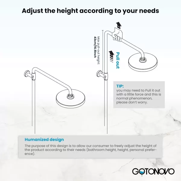 imagegotonovo Bathroom Exposed Shower Faucet Outdoor Shower System 8 Inch Rainfall Shower Head Set with Tub Spout and Handheld Spray Double Cross Handles Wall Mount without Shower Shelf Polished GoldPolished Chrome