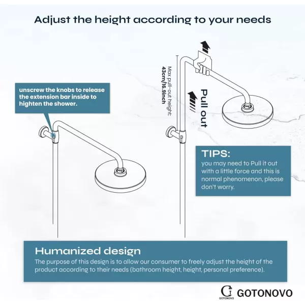 imagegotonovo Bathroom Exposed Shower Fixture Set 2 Functions 8 Inch Rainfall Shower Head Wall Mount 2 Double Knobs Cross Handle Mixer Shower System Combo Unit Brass Handheld Spray Polish GoldBrushed Nickel