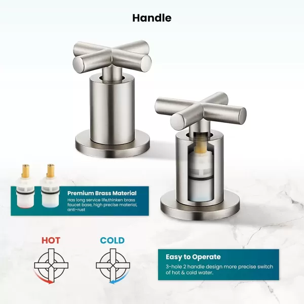 imagegotonovo Bathroom Faucet 3 Hole 8 inch Widespread Bathroom Sink Faucet 2 Handle Vanity Faucet for Bathroom Sink 360 Swivel Spout Deck Mount Basin with Pop Up Drain Polished ChromeBrushed Nickel