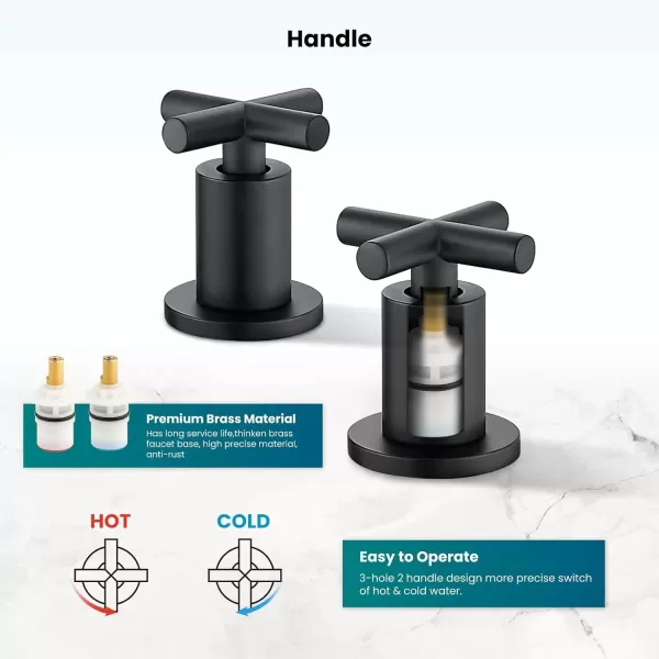 imagegotonovo Bathroom Faucet 3 Hole 8 inch Widespread Bathroom Sink Faucet 2 Handle Vanity Faucet for Bathroom Sink 360 Swivel Spout Deck Mount Basin with Pop Up Drain Polished ChromeMatte Black
