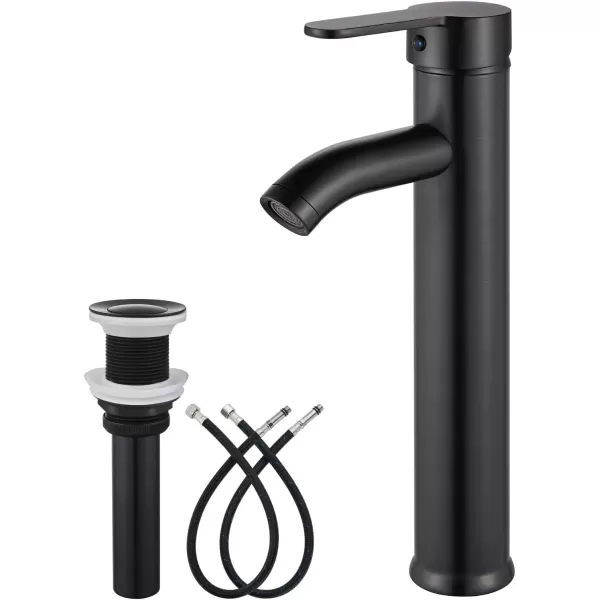 imagegotonovo Bathroom Faucet One Hole Single Handle Deck Mount Vessel Sink Faucet Lavatory Vanity Modern Tall Mixer Bar Tap with Water Supply Lines and Metal Pop Up Drain Brushed NickelOil Rubbed Bronze
