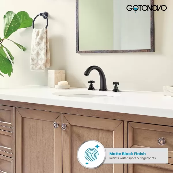 imagegotonovo Bathroom Faucets for Sink 3 Hole 2 Handles Widespread Bathroom Sink Faucet Deck Mount with Pop Up DrainWater Lines Bathroom Sink Fixtures Cross Handle Polished ChromeMatte Black