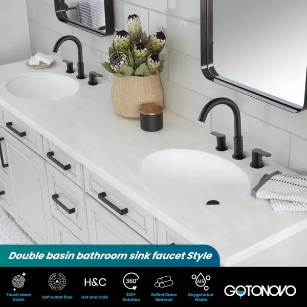 imagegotonovo Bathroom Faucets for Sink 3 Hole 2 Handles Widespread Bathroom Sink Faucet Deck Mount with Pop Up DrainWater Lines Bathroom Sink Fixtures Cross Handle Polished ChromeMatte Black