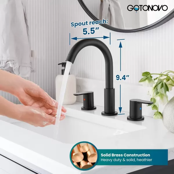 imagegotonovo Bathroom Faucets for Sink 3 Hole 2 Handles Widespread Bathroom Sink Faucet Deck Mount with Pop Up DrainWater Lines Bathroom Sink Fixtures Cross Handle Polished ChromeMatte Black