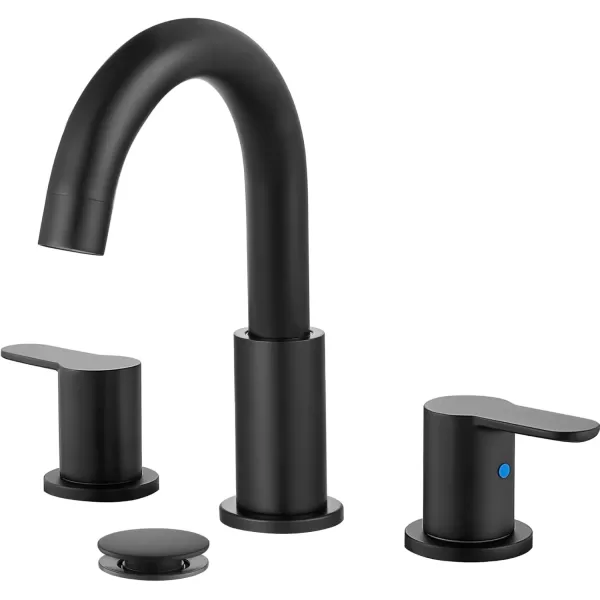 imagegotonovo Bathroom Faucets for Sink 3 Hole 2 Handles Widespread Bathroom Sink Faucet Deck Mount with Pop Up DrainWater Lines Bathroom Sink Fixtures Cross Handle Polished ChromeMatte Black