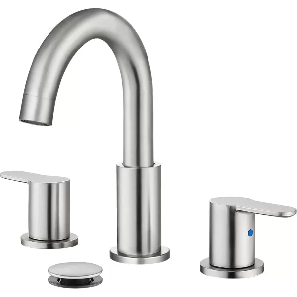 imagegotonovo Bathroom Faucets for Sink 3 Hole 2 Handles Widespread Bathroom Sink Faucet Deck Mount with Pop Up DrainWater Lines Bathroom Sink Fixtures Cross Handle Polished ChromeBrushed Nickel