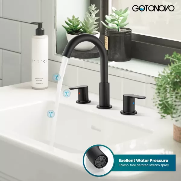 imagegotonovo Bathroom Faucets for Sink 3 Hole 2 Handles Widespread Bathroom Sink Faucet Deck Mount with Pop Up DrainWater Lines Bathroom Sink Fixtures Cross Handle Polished ChromeMatte Black