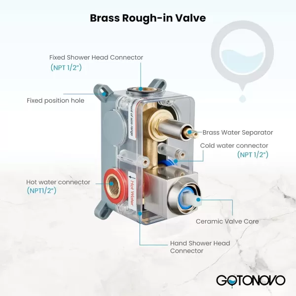 imagegotonovo Bathroom Rain Shower Combo Set Ceiling Mount with Handheld Spray High Pressure Luxury Shower Mixer Faucet with Roughin Valve Shower Trim 2 Function 10 inch Shower Head Brushed GoldBrushed Nickel